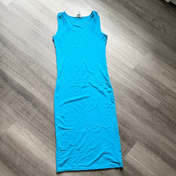 Sleeveless Turquoise Maxi Bodycon Dress - Picture 3 of 5